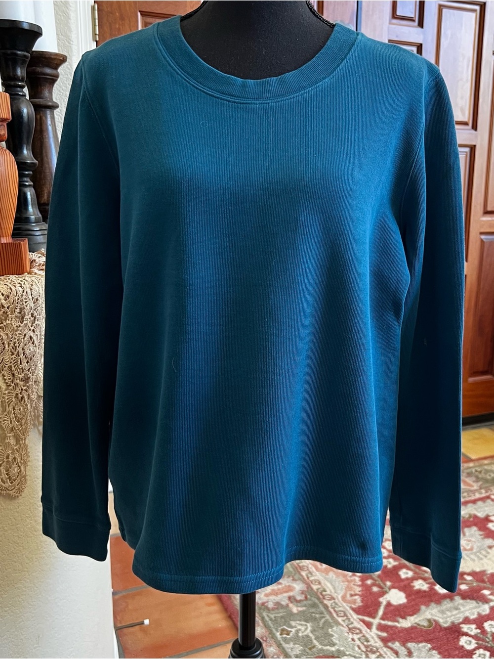Women’s Orvis Blue Soft & Cozy Long Sleeve Pullover Sweater 100% Cotton Size M